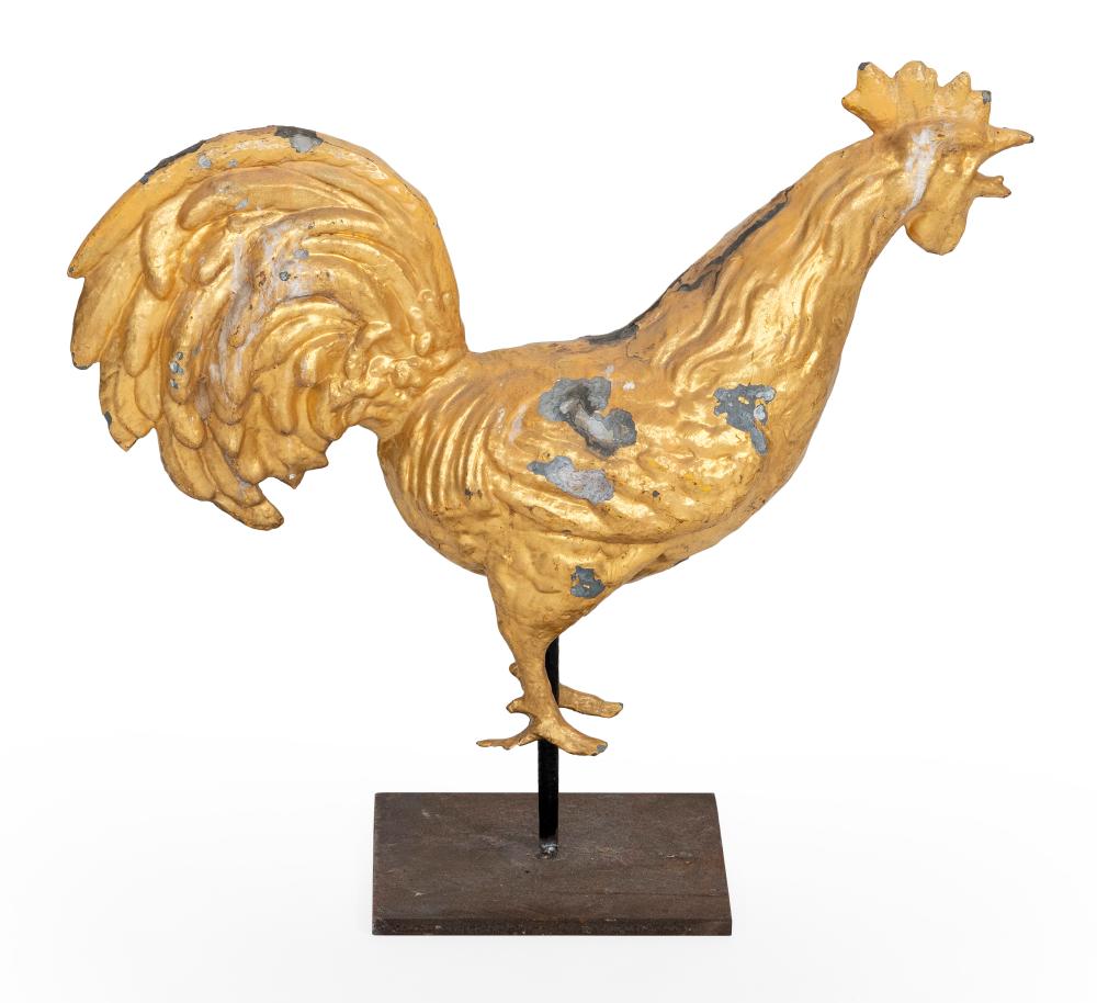 GILT METAL ROOSTER WEATHER VANE