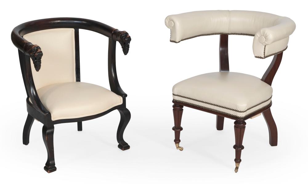 TWO BARREL FORM CHAIRS FIRST HALF 34cbdc