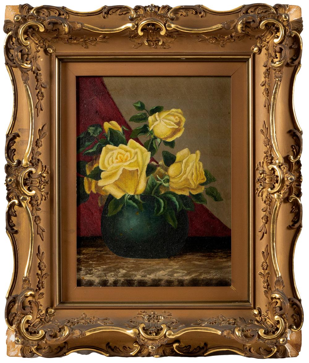 STILL LIFE OF YELLOW ROSES CIRCA 34cbed