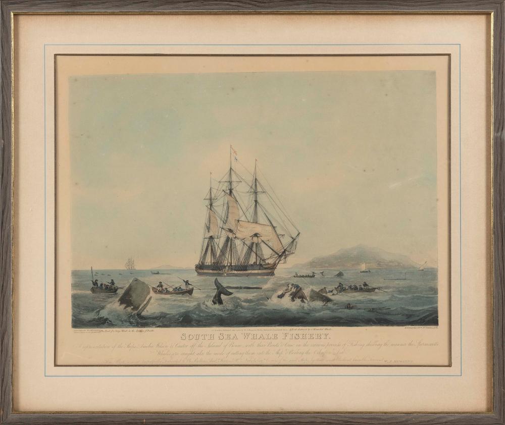 LITHOGRAPH "SOUTH SEA WHALE FISHERY."