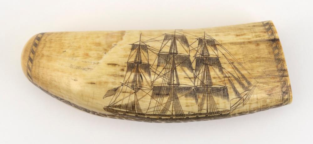  ENGRAVED WHALE S TOOTH 20TH 34cc2a