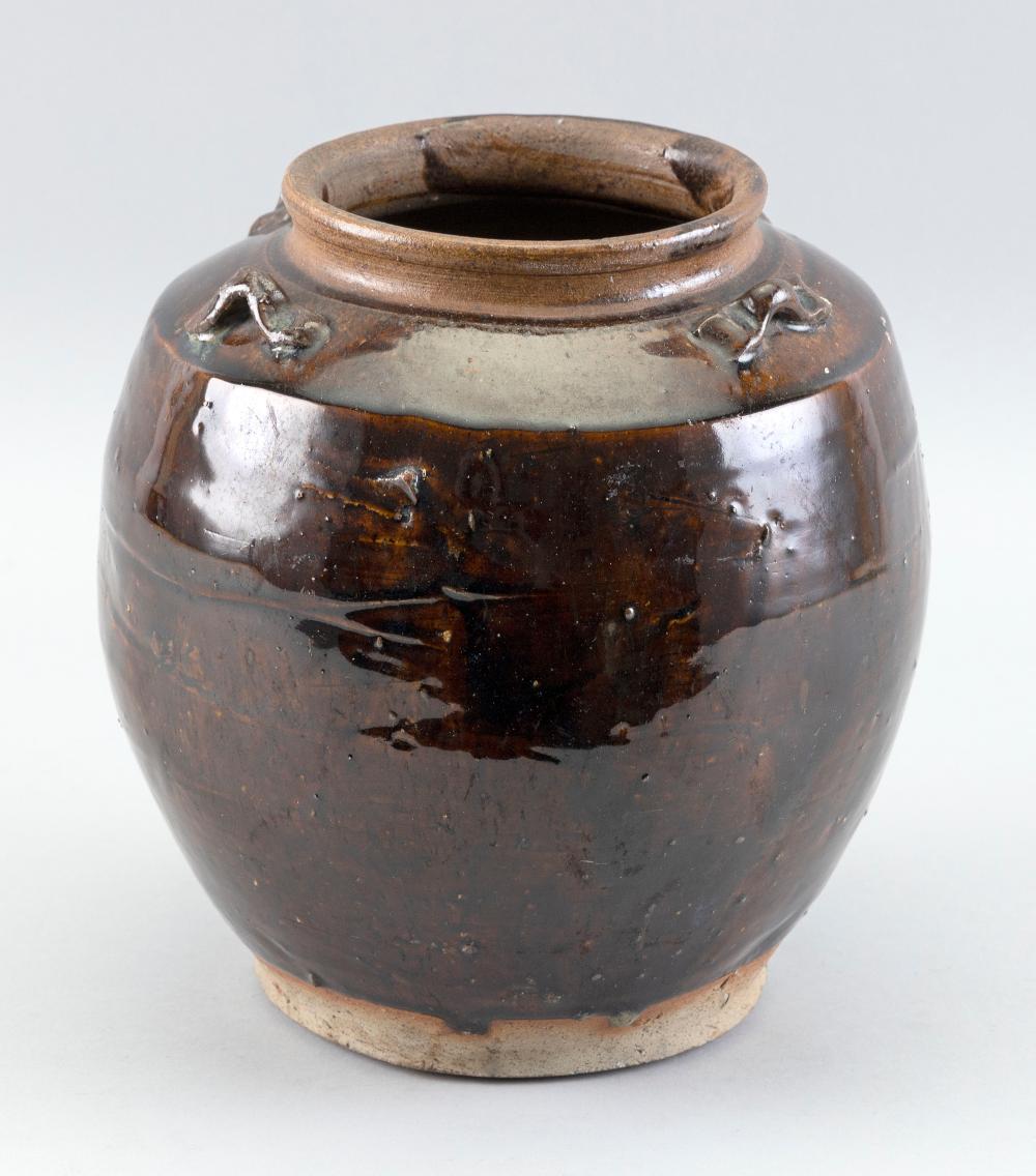 JAPANESE BROWN GLAZED POTTERY TEA