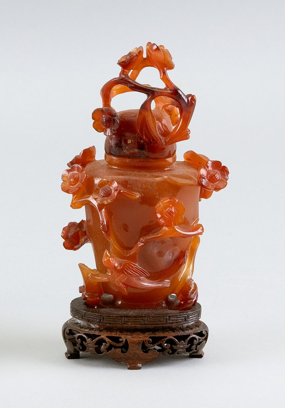 CARNELIAN AGATE COVERED VASE HEIGHT