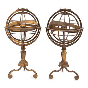 Two English Brass Armillary Spheres 20th 34cca7