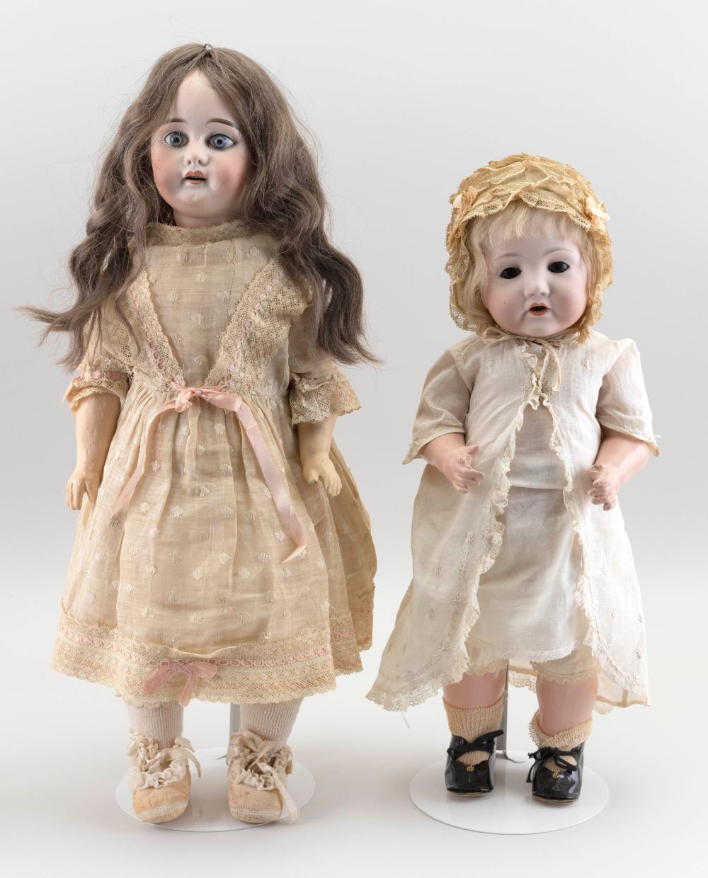 TWO GERMAN BISQUE HEAD DOLLS 20TH 34cce9