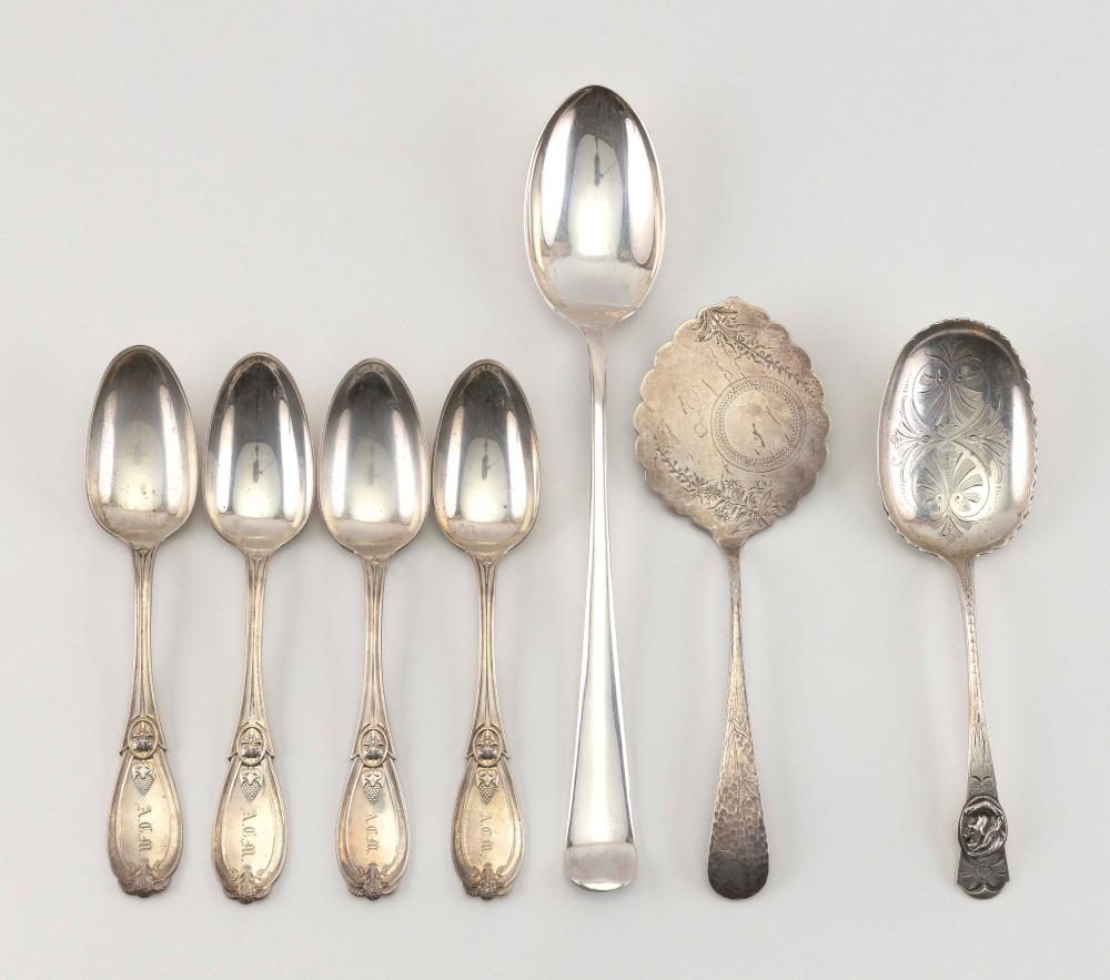 SIX AMERICAN SILVER SPOONS APPROX  34cdcc