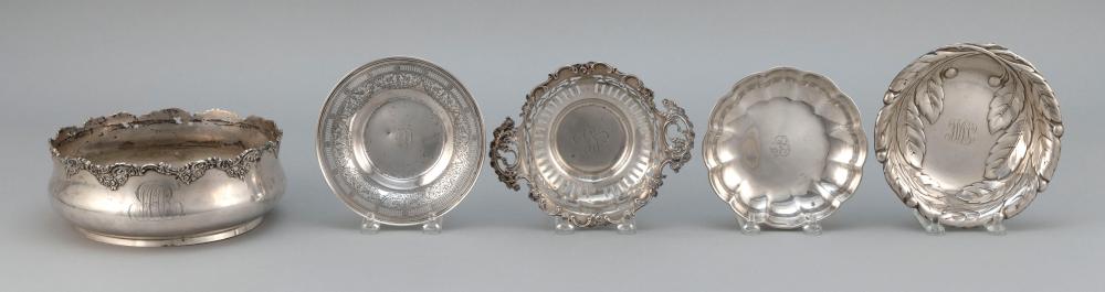 FIVE AMERICAN STERLING SILVER BOWLS