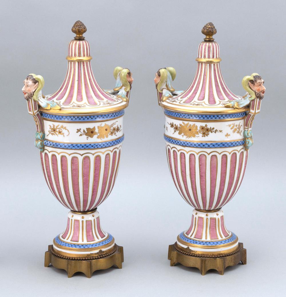 PAIR OF ORMOLU-MOUNTED PORCELAIN