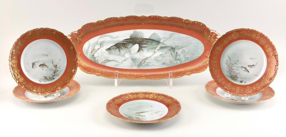 HAVILAND LIMOGES PORCELAIN FISH SET