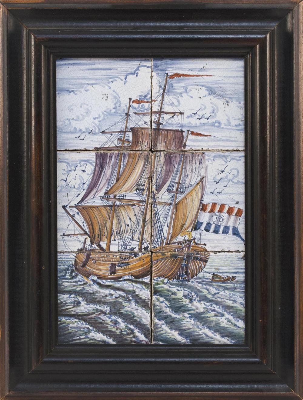 FRAMED GROUP OF DELFT TILES DEPICTING