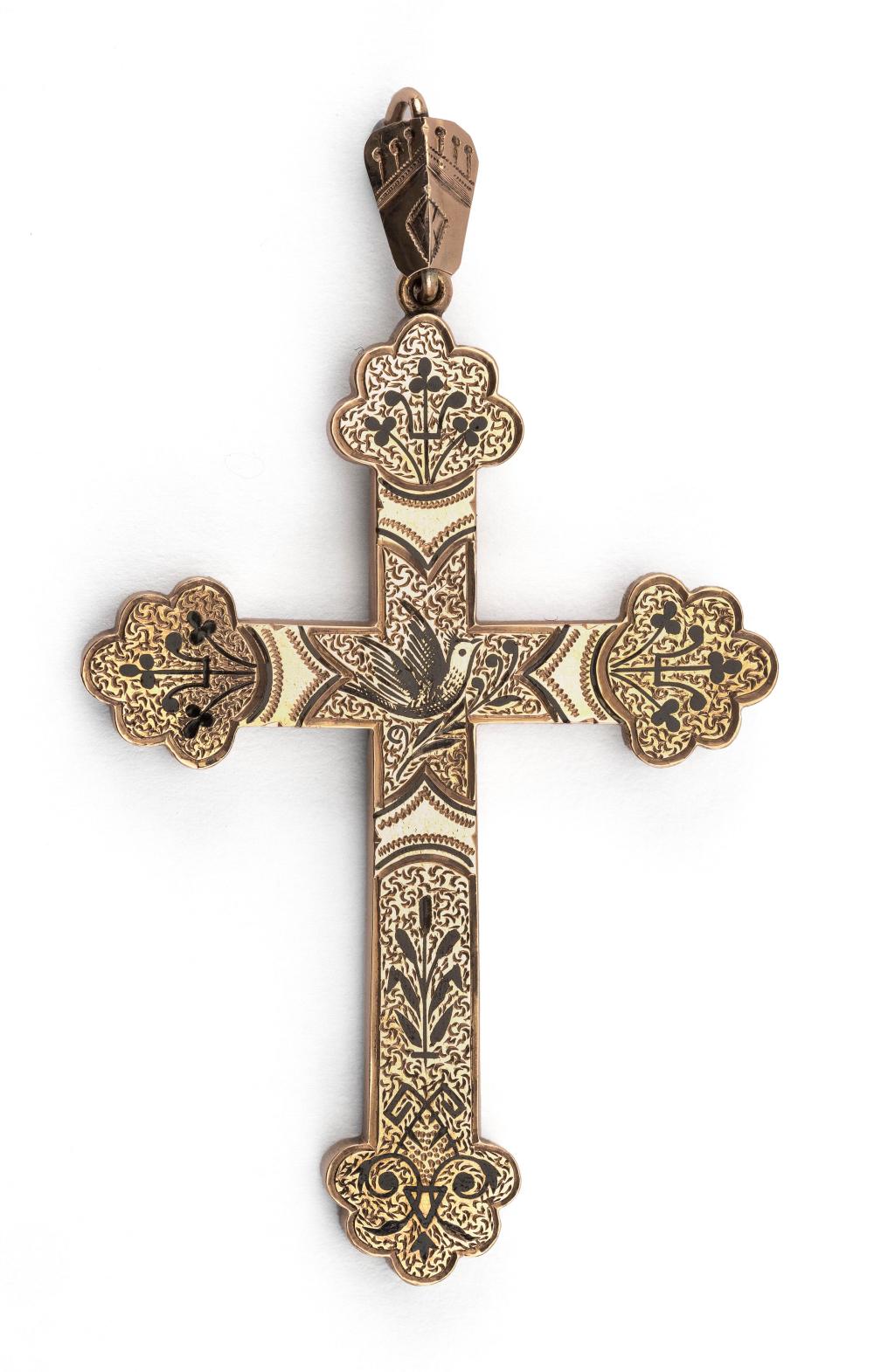 ANTIQUE 18KT ROSE GOLD CROSS PENDANT