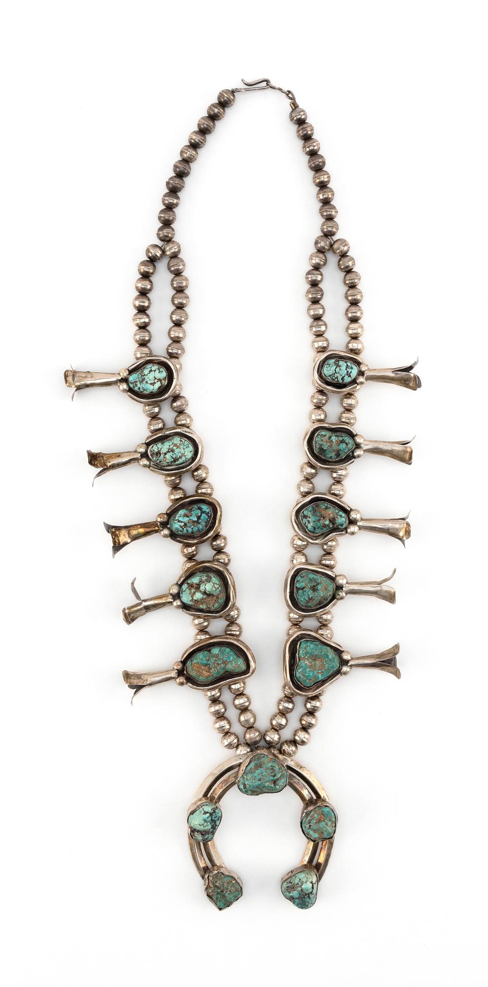 NAVAJO SILVER AND TURQUOISE SQUASH