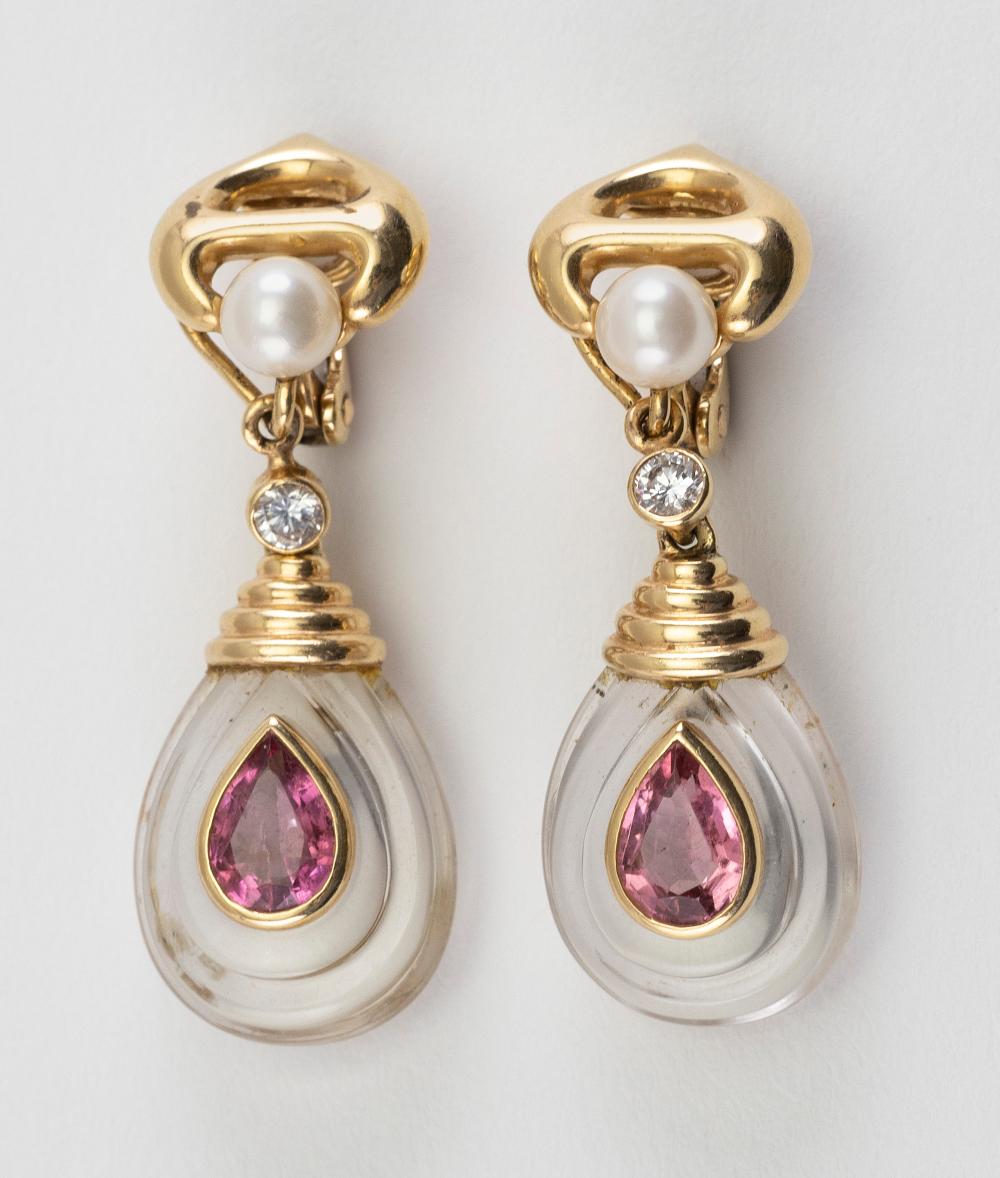 PAIR OF FRENCH GOLD ROCK CRYSTAL  34cea0