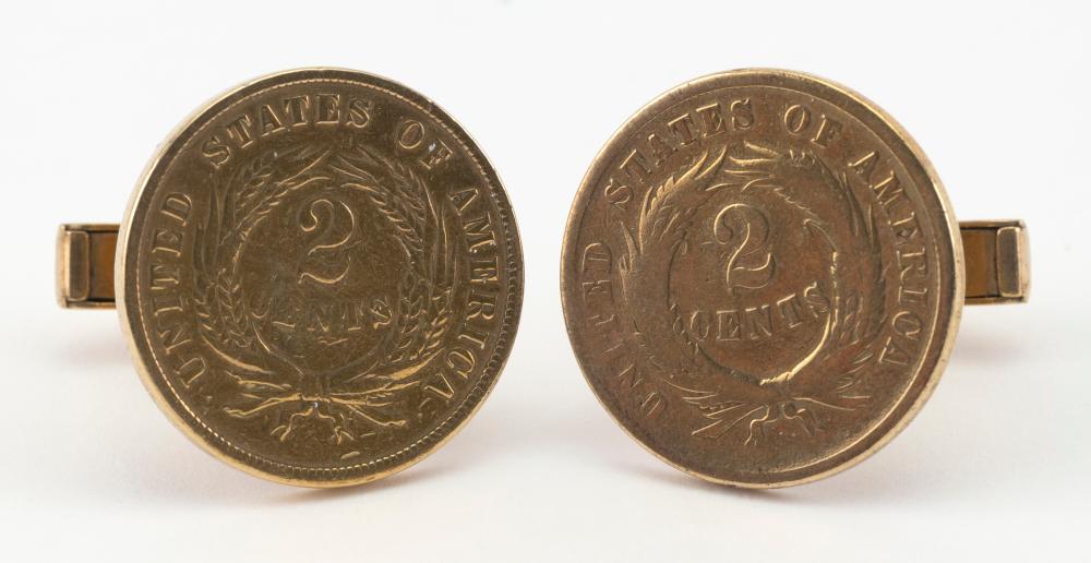 PAIR OF US GOLD COIN “TWO CENTS”