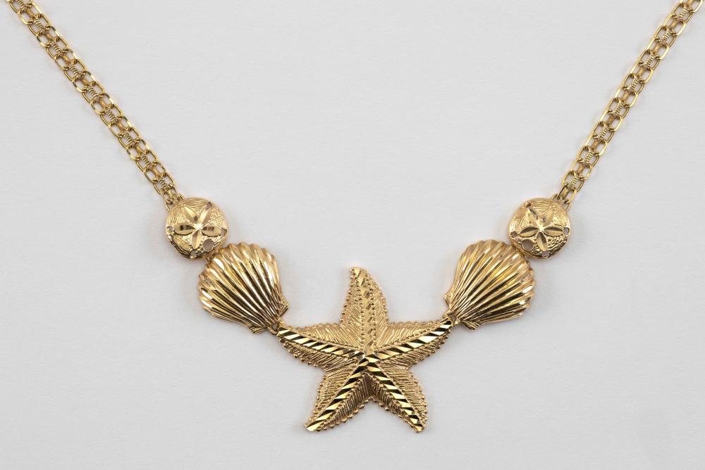 14KT GOLD SEASHELL NECKLACE APPROX.