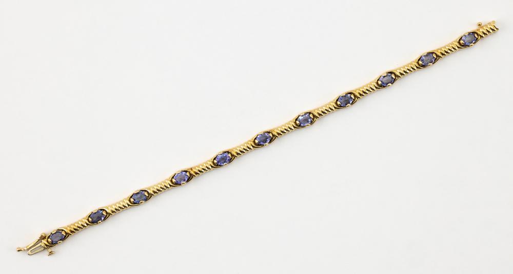 14KT GOLD AND TANZANITE BRACELET 34cf06