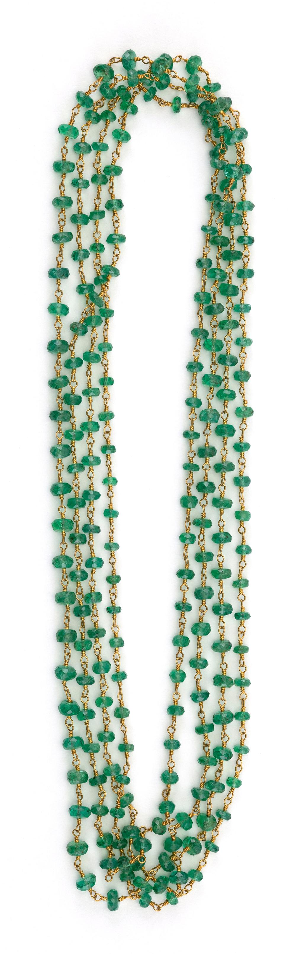 GOLD AND EMERALD BEAD NECKLACE 34cf43