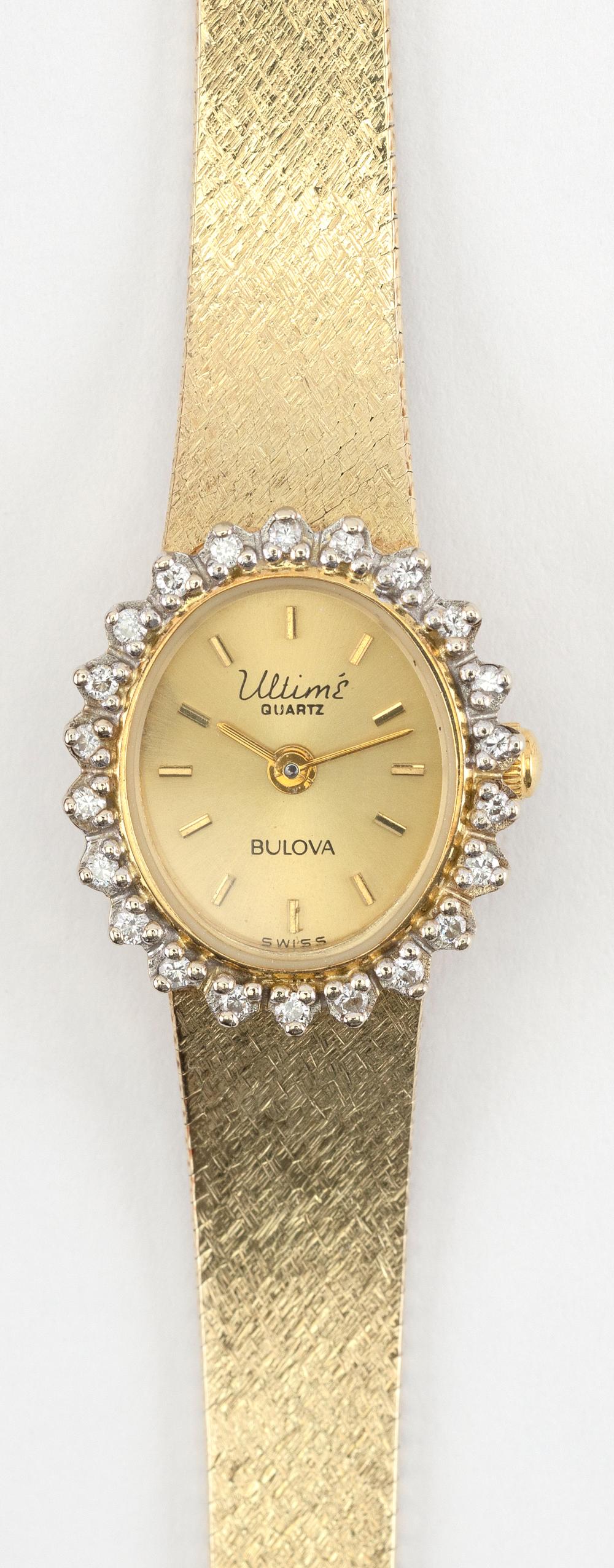 VINTAGE BULOVA 14KT GOLD AND DIAMOND