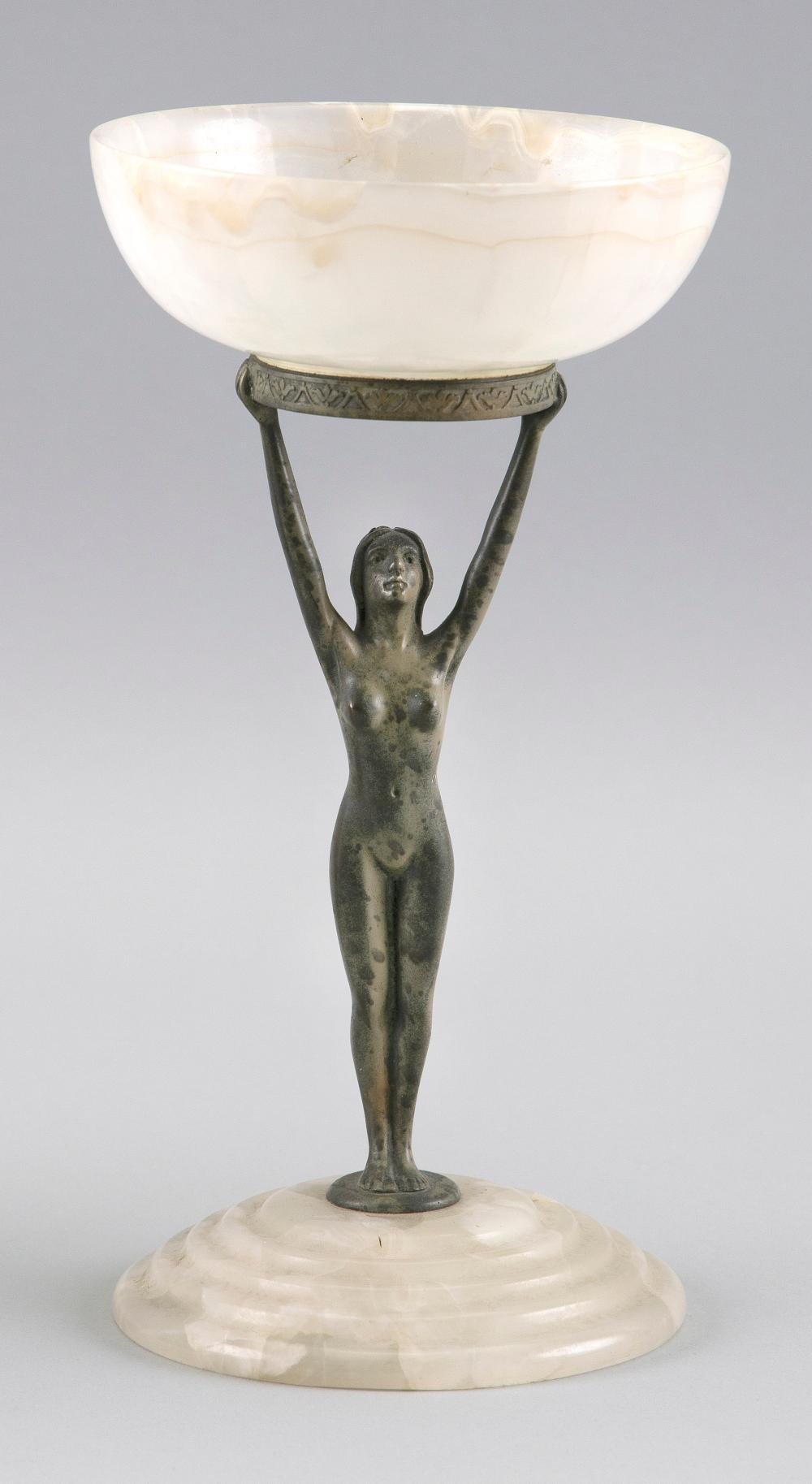 AUSTRIAN ART DECO BRONZE AND ONYX