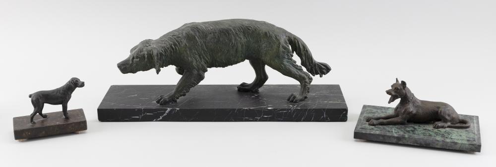 THREE BRONZE SCULPTURES OF DOGS 34cfab