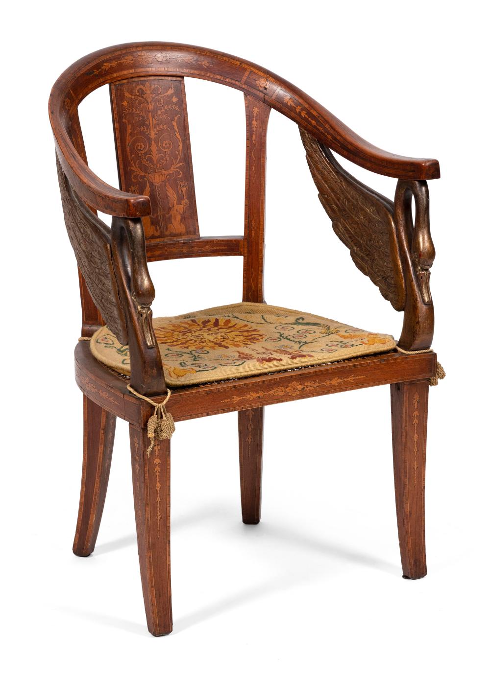 MARQUETRY INLAID ARMCHAIR LATE 34cfb9