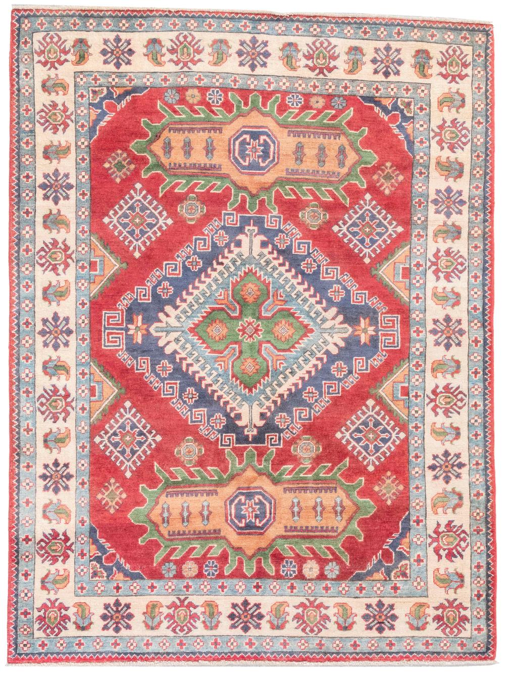 KAZAK DESIGN RUG: 4’10” X 6’5”