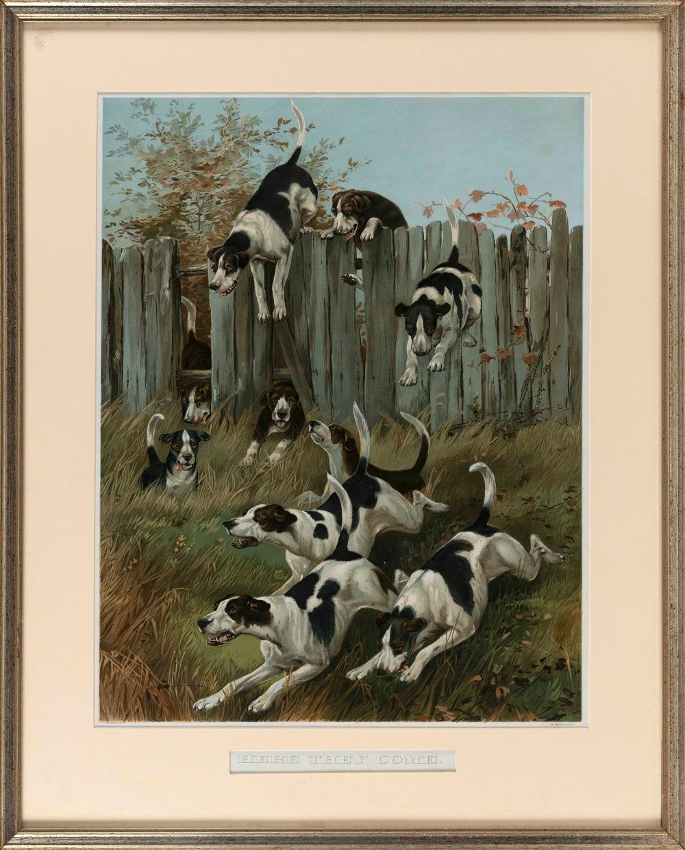 CHROMOLITHOGRAPH "HERE THEY COME",