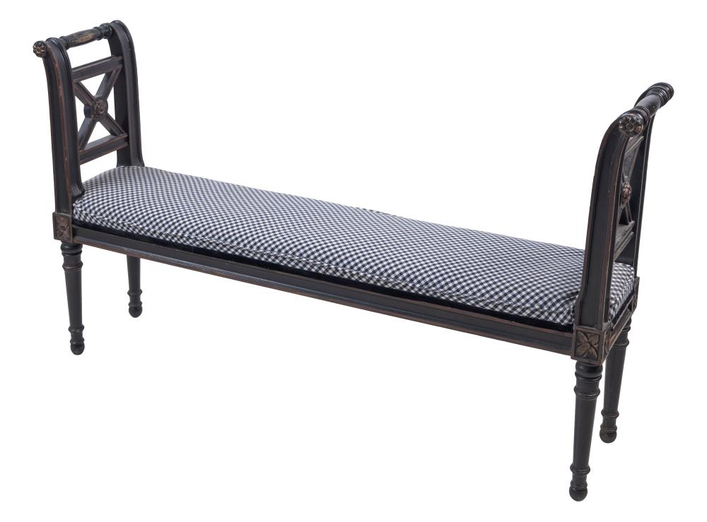 REGENCY STYLE EBONIZED NARROW BENCH 34d013