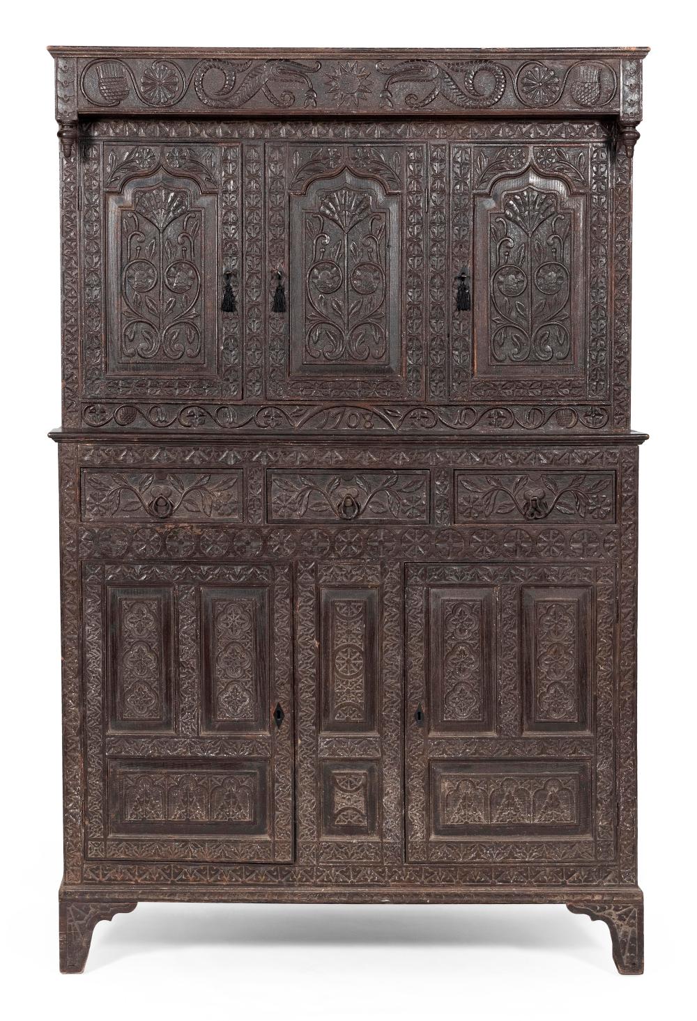 TWO PART WELSH CUPBOARD CIRCA 1708 34d080