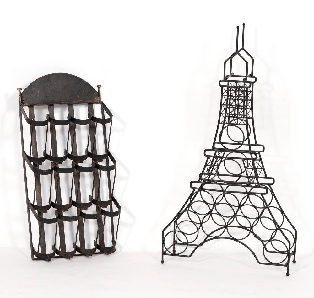 TWO METAL WINE RACKS 20TH CENTURY