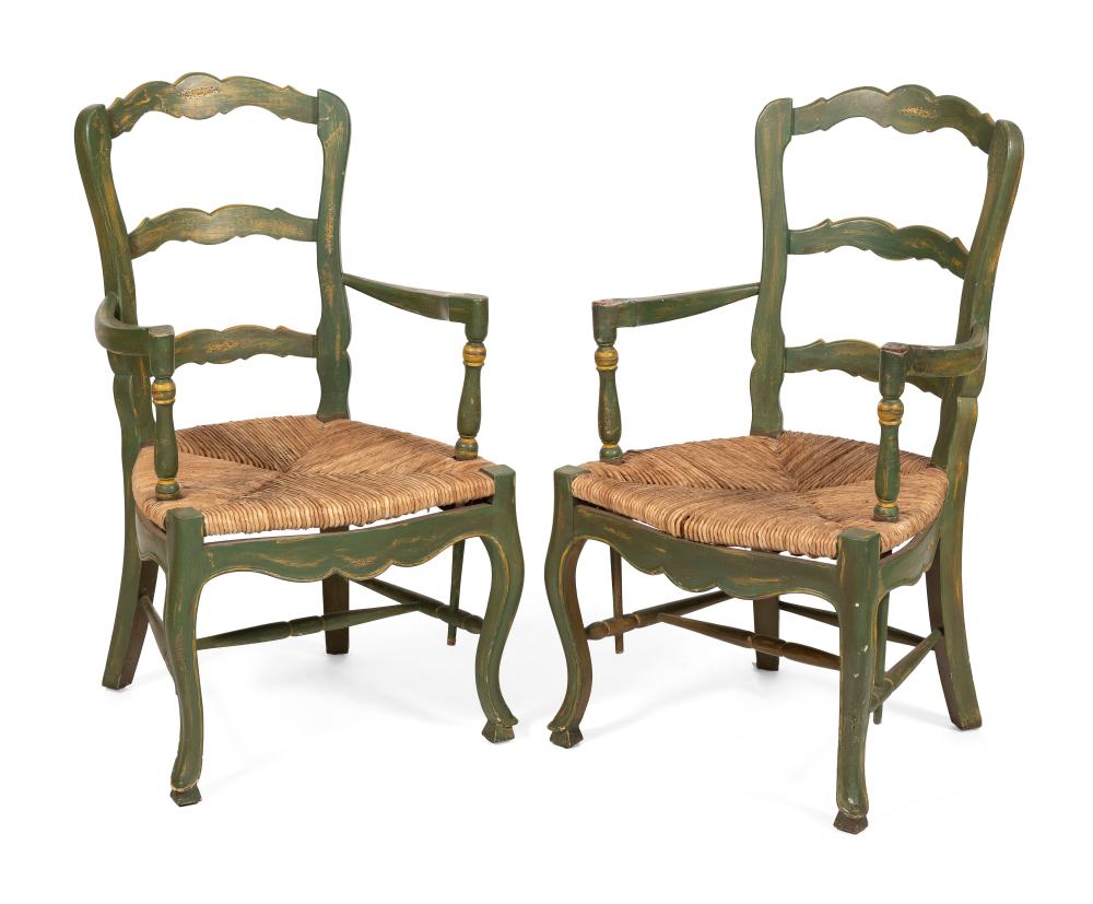 PAIR OF FRENCH-STYLE RUSH-SEAT