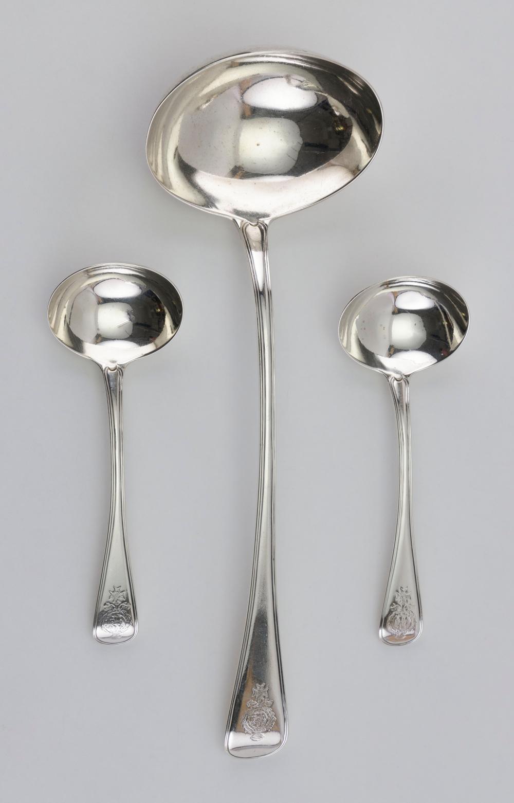 THREE REGENCY STERLING SILVER LADLES 34d1f9