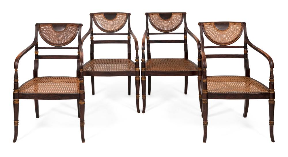 SET OF FOUR ENGLISH REGENCY ARMCHAIRS 34d252