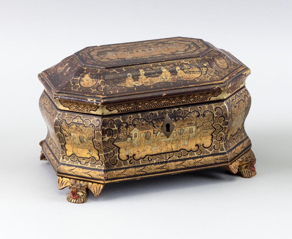 CHINESE LACQUER AND GILT BOX 19TH