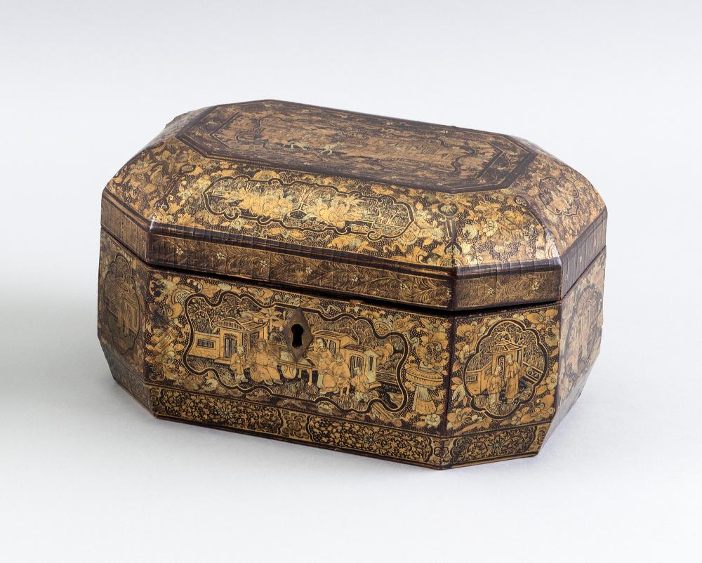 CHINESE LACQUER AND GILT BOX 19TH