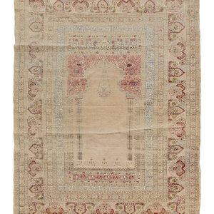A Turkish Silk Prayer Rug 
19TH