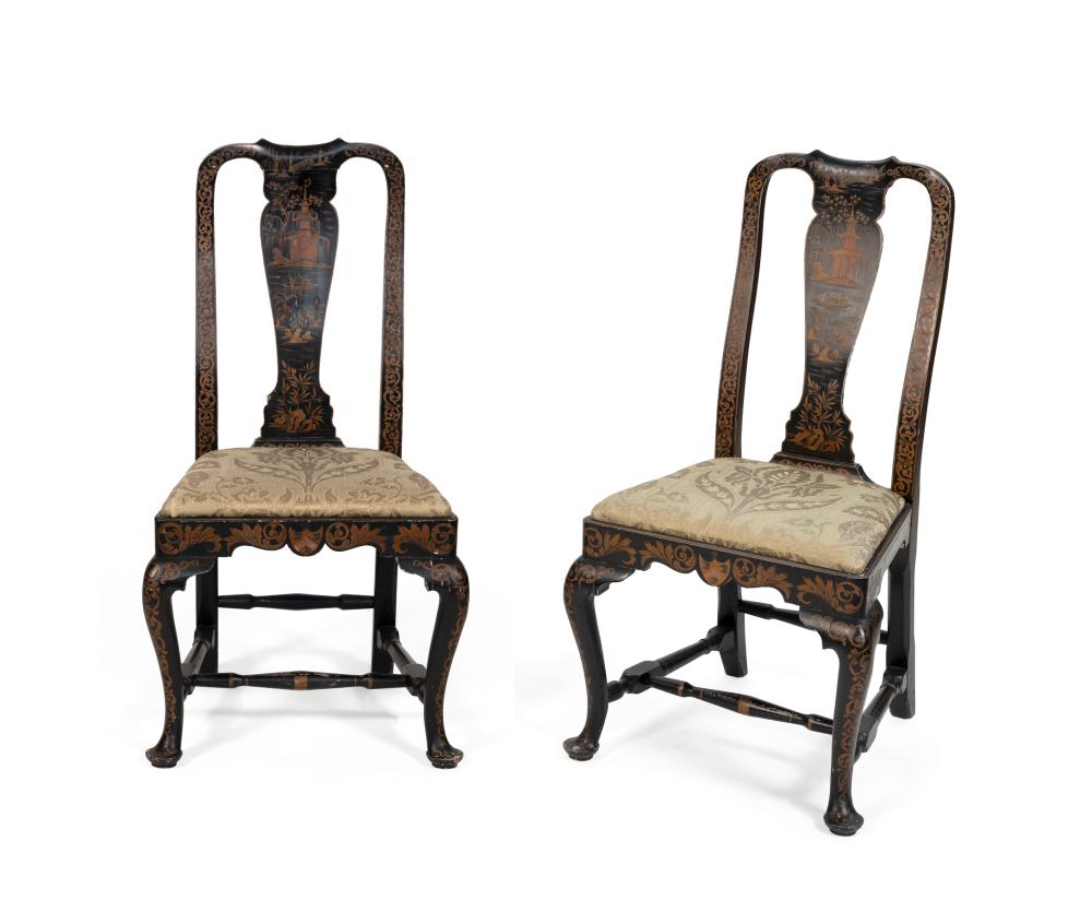 PAIR QUEEN ANNE-STYLE SIDE CHAIRS
