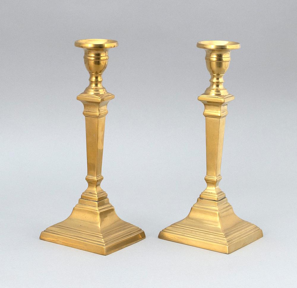 PAIR OF BRASS PUSH-UP CANDLESTICKS