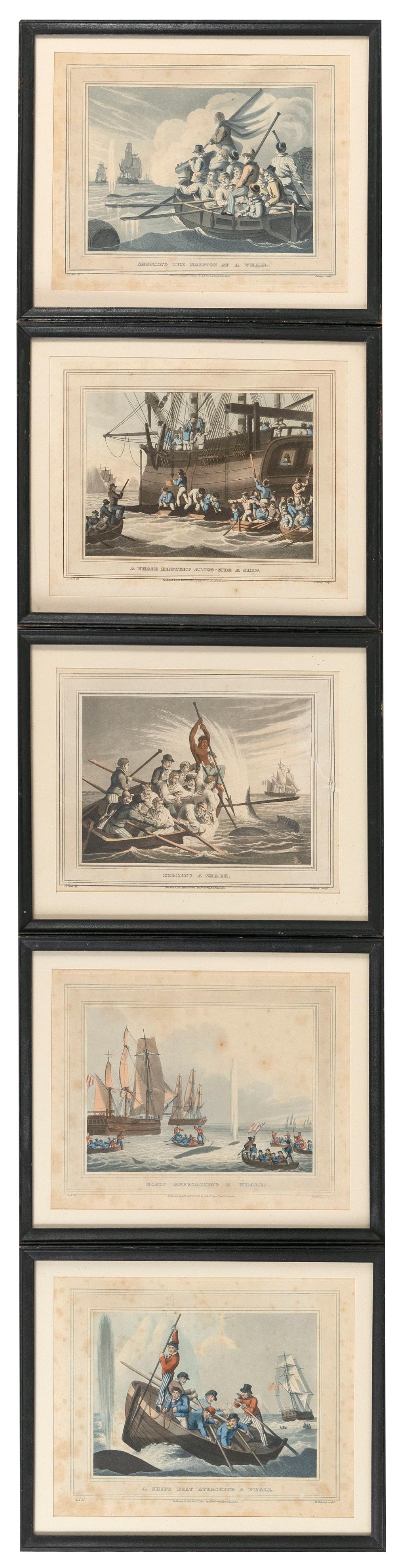 FIVE ENGLISH WHALING THEMED LITHOGRAPHS 34d2b8