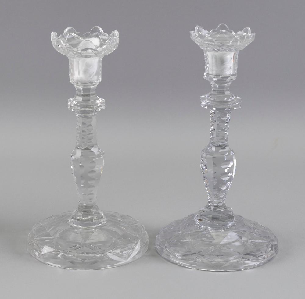 PAIR OF CUT GLASS CANDLESTICKS 34d314