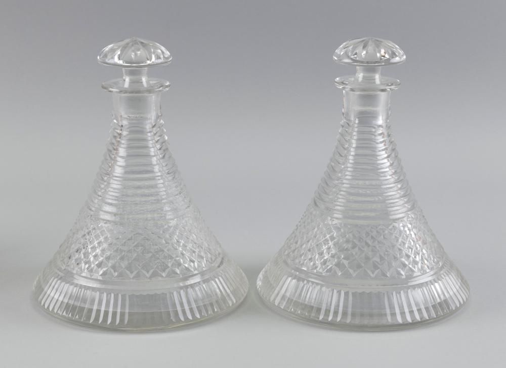 PAIR OF CUT CRYSTAL DECANTERS EARLY 34d316