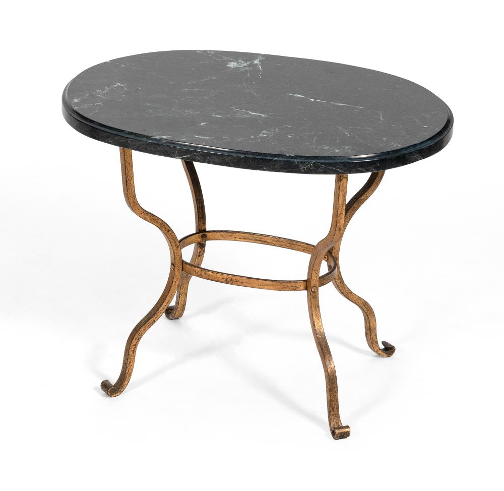 WROUGHT IRON LOW TABLE WITH GREEN