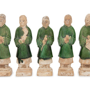 A Set of Five Chinese Green Glazed 34d3b5