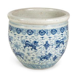 A Large Blue and White Fu Lion  34d403