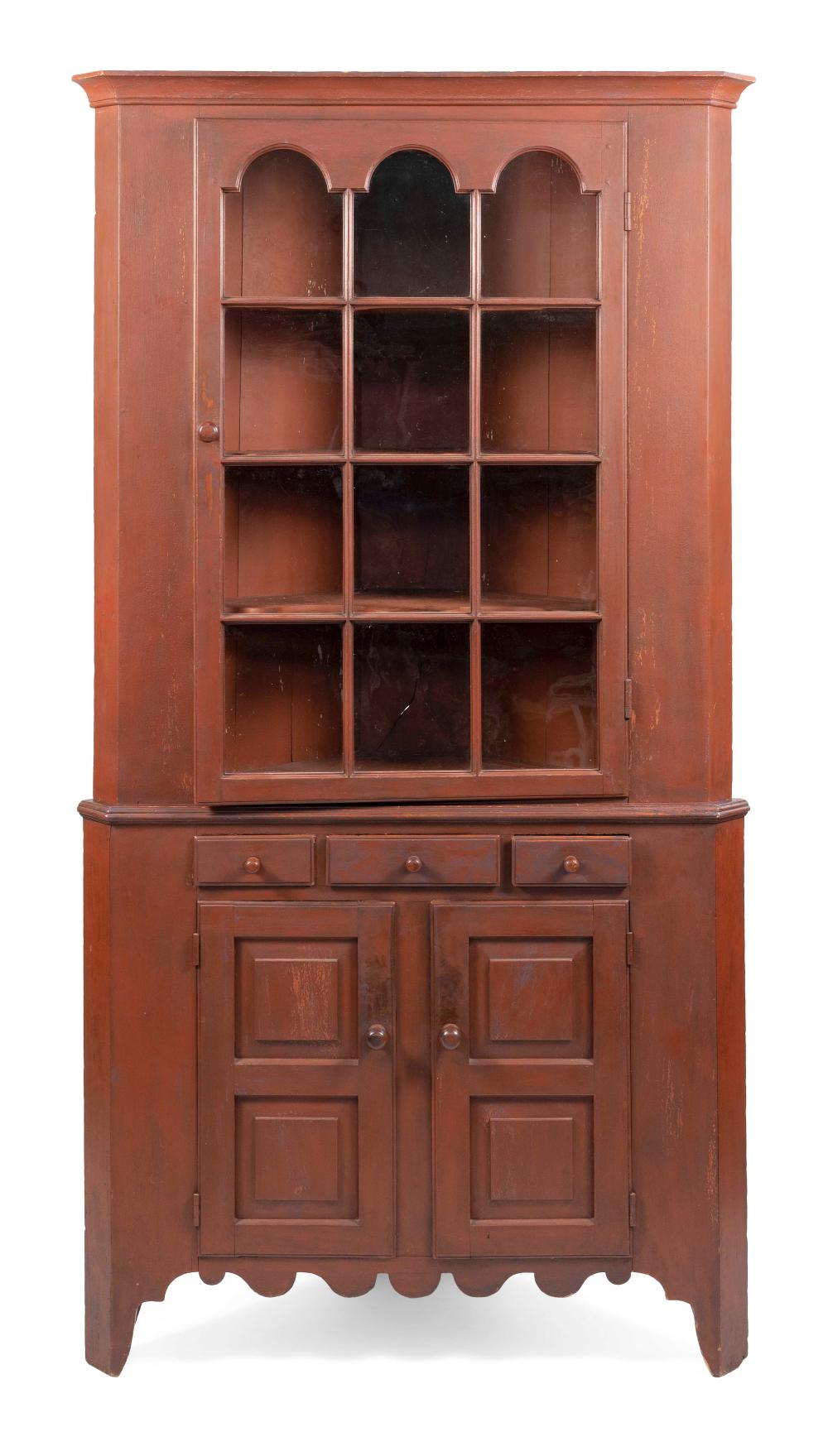 TWO PART CORNER CUPBOARD NEW ENGLAND  34d476