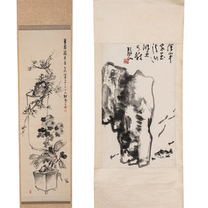 Two Chinese Hanging Scrolls
ink