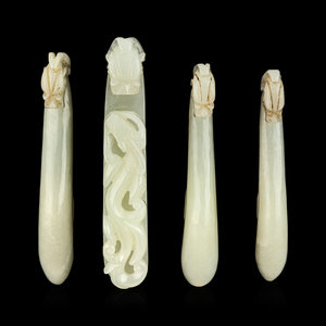Four Chinese Celadon Jade Chilong  34d52f