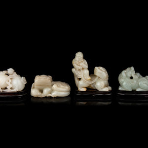 Four Chinese Carved Jade Figures Height 34d528