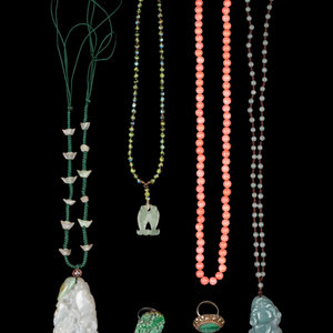 Four Chinese Hardstone, Jade, and