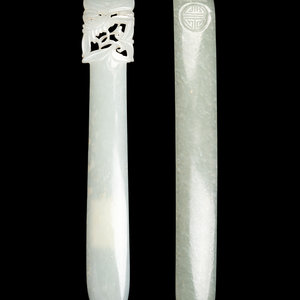 Two Chinese Celadon Jade Hairpins 19TH 34d533